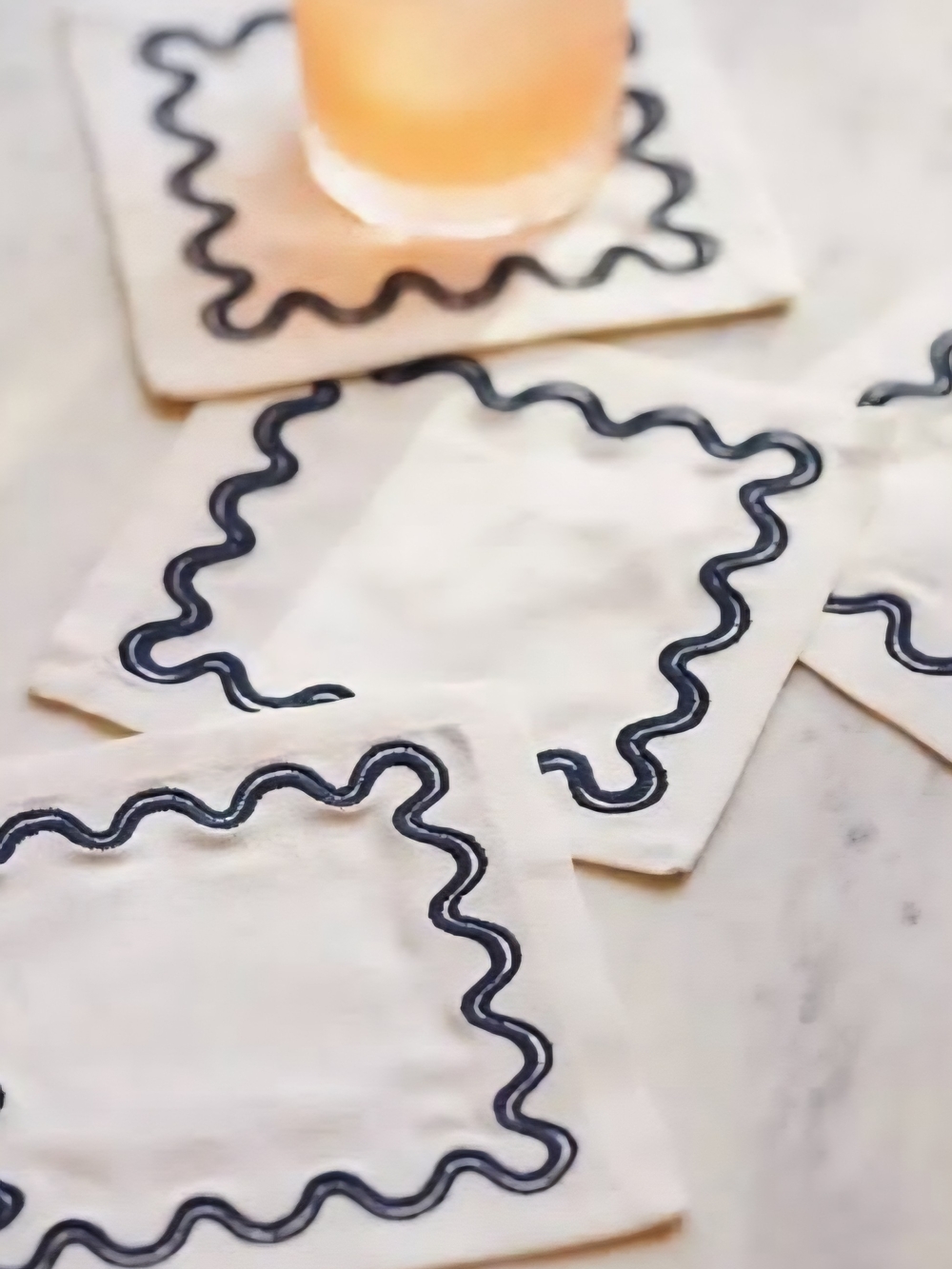 Anthropologie, Madeline Cocktail Napkins in Navy, Set of 4